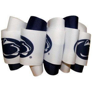 bow with navy and white looped ribbons with repeating Penn State Athletic Logos